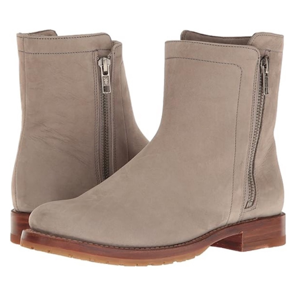 NWOT Frye Natalie Double Zipper Grey Boots - Size 6 1/2